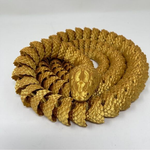 Articulating Snakes 3D Printed 5 Feet Long Metallic Gold Color Décor Gift - Picture 2 of 7